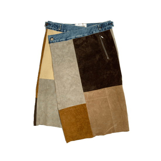 The denim suede wrap skirt
